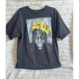 Men's Notorious BIG Crown Black Hip Hop Graphic T-shirt, Size XL